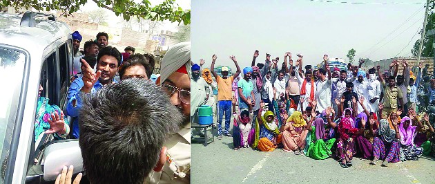 प्रदर्शनकारियों ने विधायिका की गाड़ी को घेरा