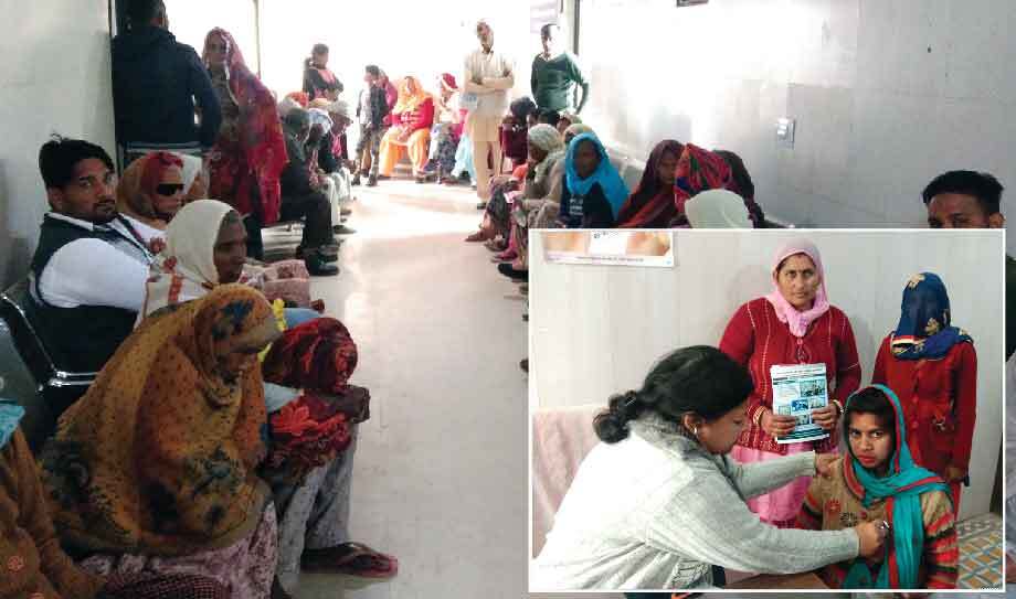 श्रीगुरूसरमोडिया में नि:शुल्क चिकित्सा जांच शिविर में 198 का हुआ चेकअप