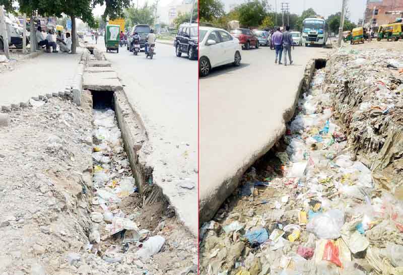गुरुग्राम में गंदगी से अटे नाले, स्वच्छता की उड़ती धज्जियां