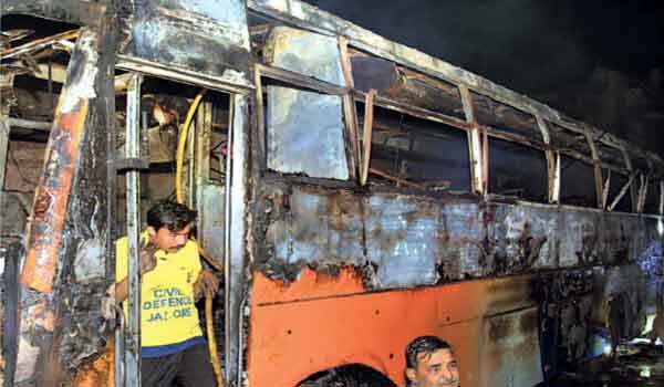 राजस्थान : बस में करंट से आग के कारण 6 लोगों की मौत