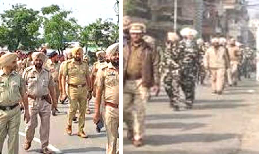 पंजाब: संगरूर, जालंधर में पुलिस व सुरक्षा बलों ने किए फ्लैग मार्च