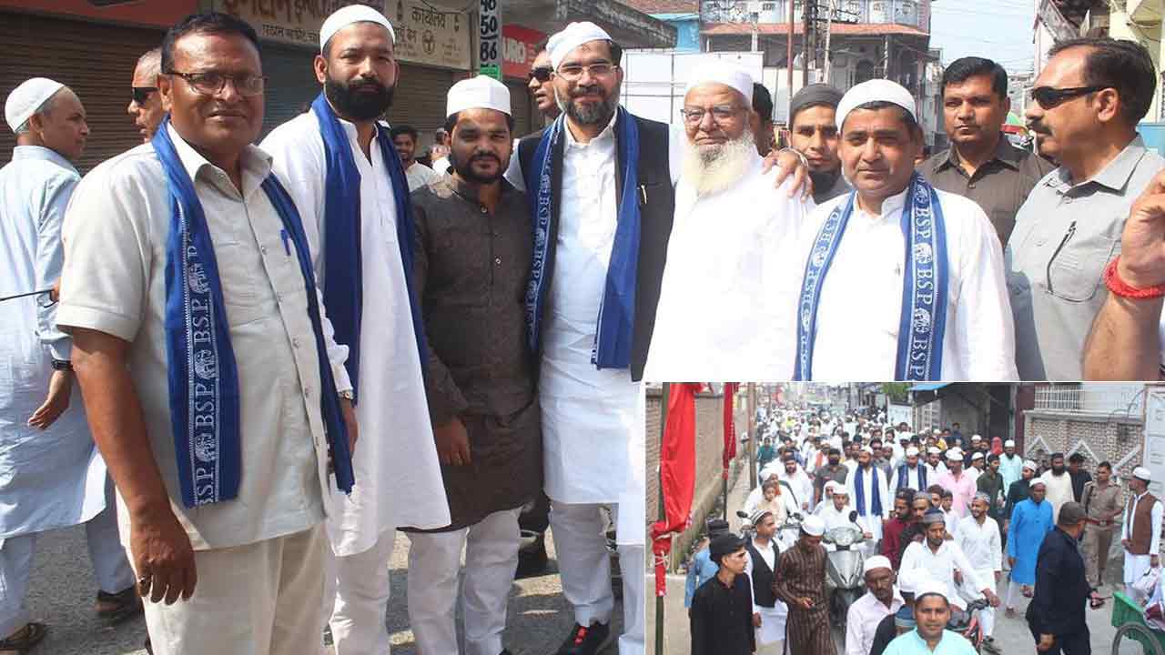 बसपा प्रत्याशी विजेंद्र सिंह के साथ कार्यकर्ताओं ने प्रचार में झोंकी ताकत