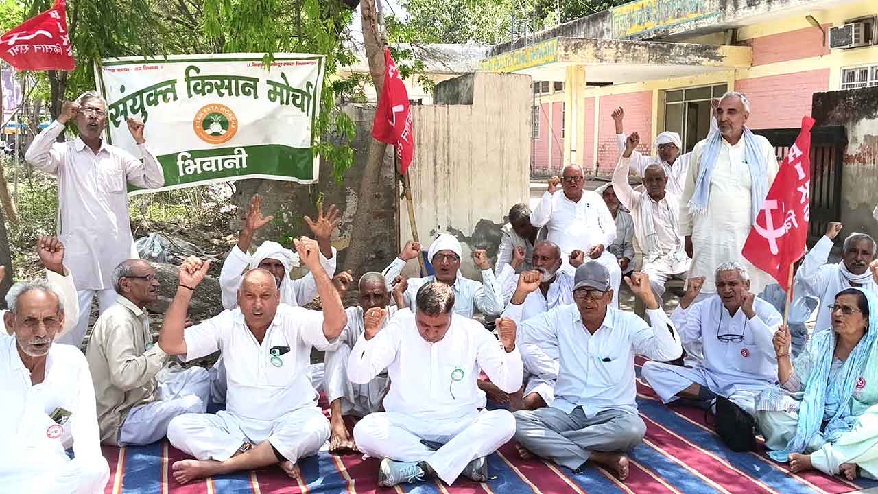 भिवानी में किसानों का फूटा गुस्सा, मंडी कार्यालय के बाहर जोरदार धरना