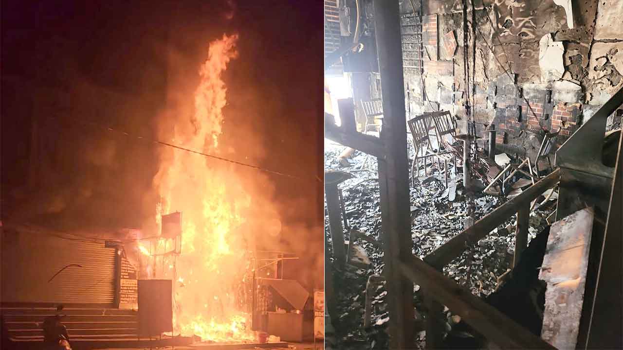 होटल में लगी भयंकर आग, लाखों रूपए का फर्नीचर जलकर राख 