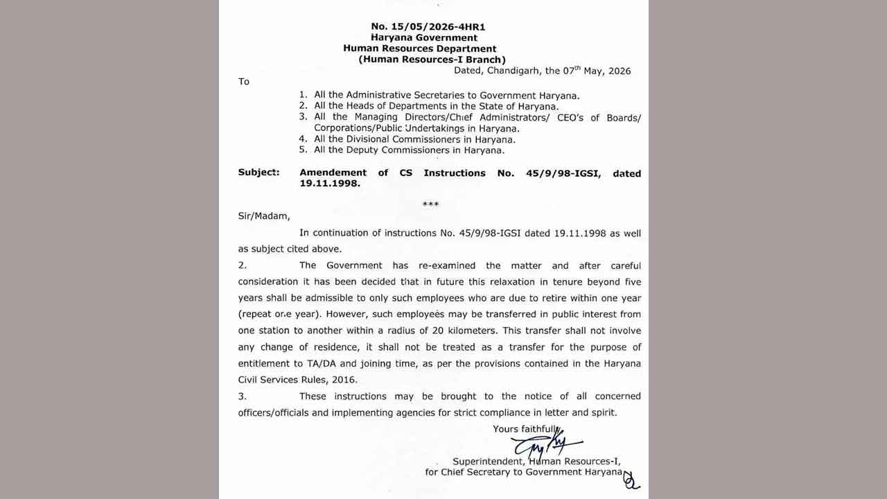 हरियाणा कर्मचारियों के लिए बड़ी खबर: ट्रांसफर नियमों में बड़ा बदलाव