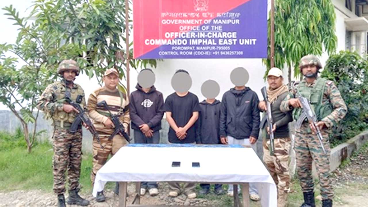 मणिपुर में सुरक्षा बलों की बड़ी कार्रवाई, 2 बड़े उग्रवादी नेताओं समेत 8 गिरफ्तार