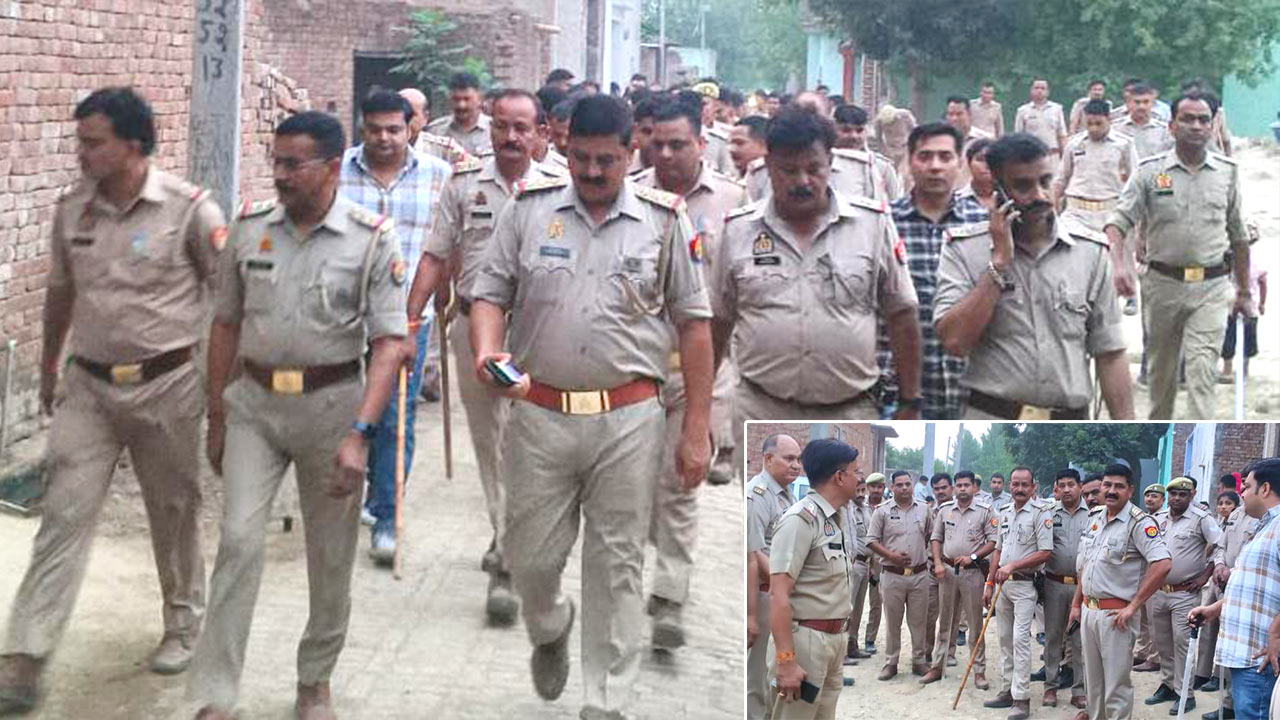 जेई पर हमले के आरोपियों की तलाश में ताबड़तोड़ दबिश, गांव की गलियों में पैदल मार्च