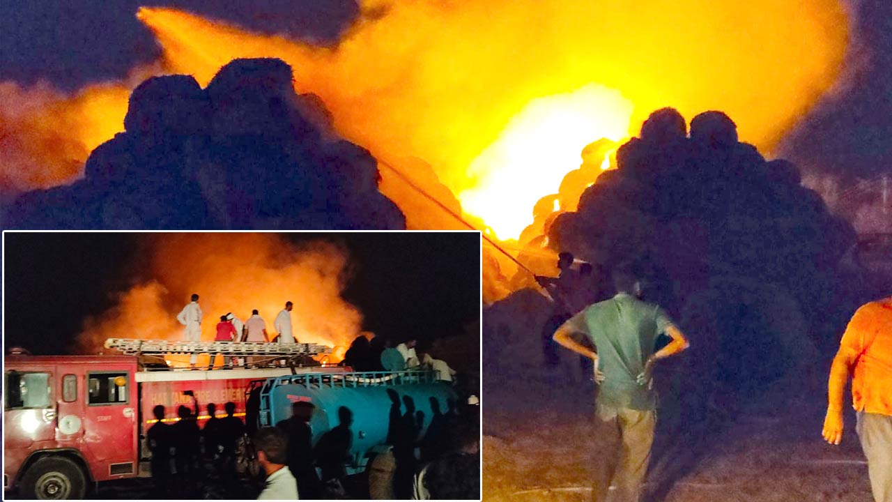 पराली के स्टॉक में आग लगने से हुआ लाखों का नुकसान 