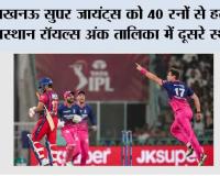 लखनऊ सुपर जायंट्स को 40 रनों से हराकर राजस्थान रॉयल्स अंक तालिका में दूसरे स्थान पर