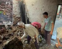 ढाणी केंदू में आग लगने से घर में रखा सामान राख, छत गिरी