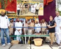 डेरा श्रद्धालुओं ने लगाई ठंडे पानी की छबील, पक्षियों के लिए पेड़ों पर लगाए लकड़ी के घर