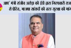 आप' मंत्री संजीव अरोड़ा की ईडी द्वारा गिरफ्तारी राजनीति से प्रेरित, भाजपा सांसदों की तरह सुरक्षा की मांग