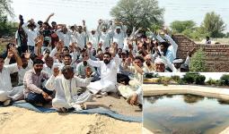 जलघर की सफाई और पेयजल की मांग को लेकर गिंदड़ां वासियों ने किया रोष प्रदर्शन 