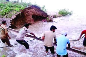 रजवाहे में दरार, धान की फसल बर्बाद