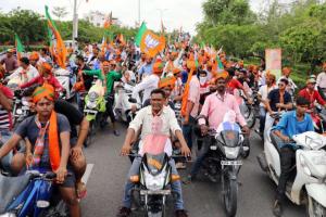 जयपुर पहुंचे अमित शाह का भव्य स्वागत