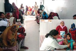 श्रीगुरूसरमोडिया में नि:शुल्क चिकित्सा जांच शिविर में 198 का हुआ चेकअप