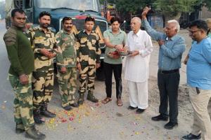बीएसएफ की 166वीं बटालियन की कंपनी का जोरदार स्वागत
