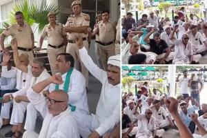 जमीन अधिग्रहण मामला: पाडला के ग्रामीणों ने दुसरे दिन सचिवालय पहुँच किया प्रदर्शन , डीसी को सोंपा ज्ञापन