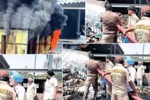 बठिंडा में फर्नीचर फैक्ट्री में लगी आग को बुझाने में मददगार बने डेरा सेवादार