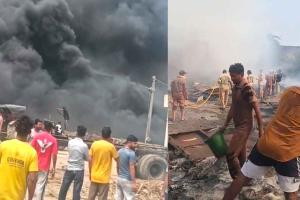 Fire: ट्रक कबाड़ मार्केट में दुकान में लगी भीषण आग, शाह सतनाम जी ग्रीन एस वेलफेयर कमेटी के सेवादारों ने पाया आग पर काबू