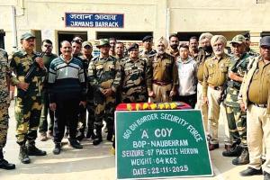 4 किलो हेरोइन व एक बैग बरामद