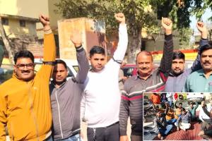 ग्राम पंचायत सचिवों ने ऑनलाइन हाजिरी का किया विरोध, हाथों में काली पट्टी बांधकर किया प्रदर्शन