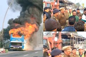 Bus Fire Incident: यात्रियों से भरी बस में लगी भीषण आग, यात्रियों ने कूदकर बचाई जान, सामान जलकर हुआ खाक