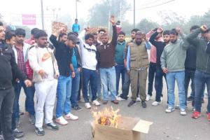 छात्र संगठनों ने कुलपति को हटाने की मांग को लेकर किया विरोध प्रदर्शन, फूंका पुतला