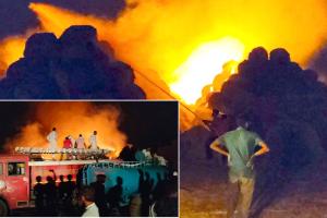 पराली के स्टॉक में आग लगने से हुआ लाखों का नुकसान 