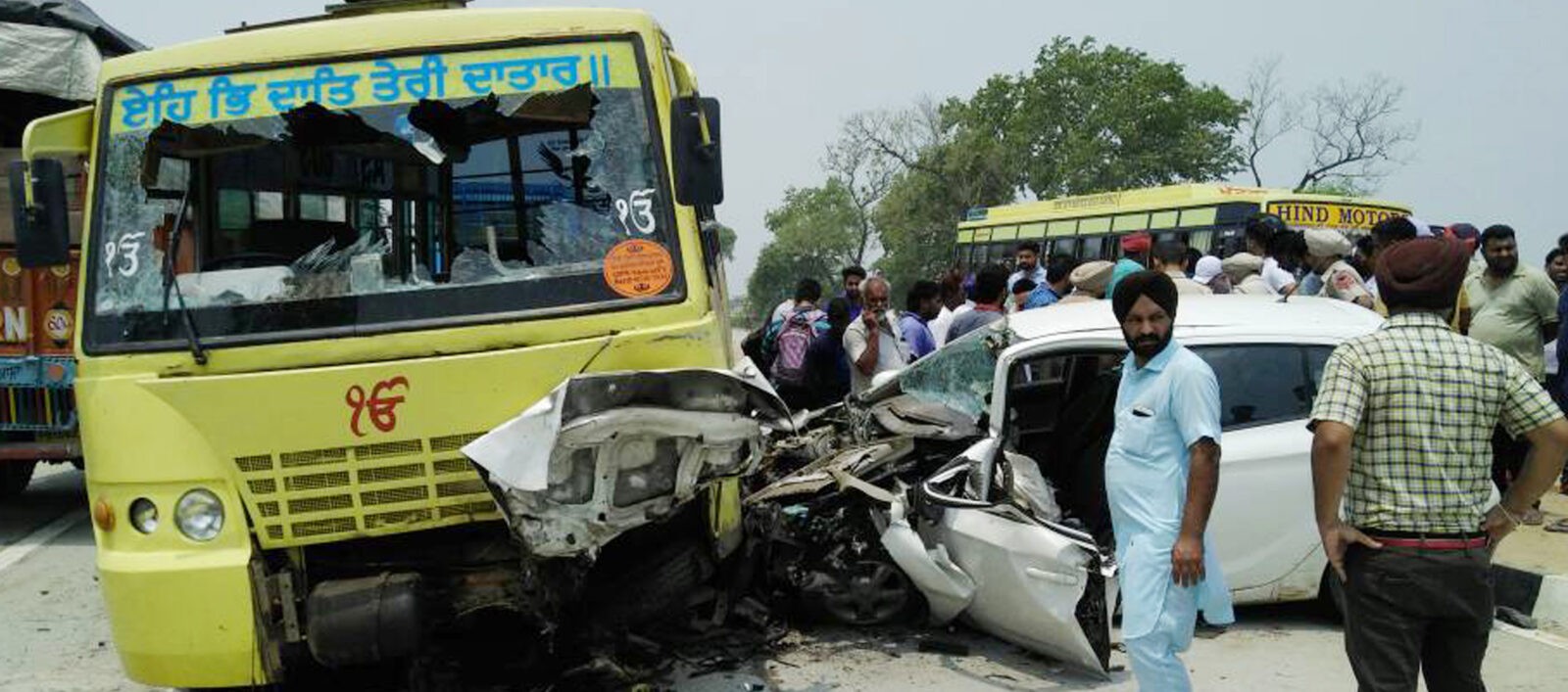 Killed, Collision, School Bus, Car, Accident, Punjab