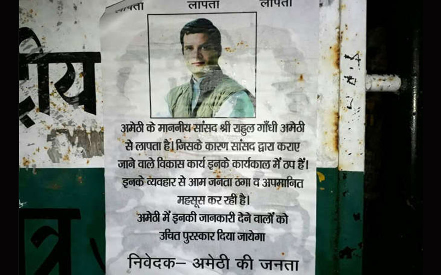 Rahul Gandhi, Missing Poster, Amethi, BJP, Congress