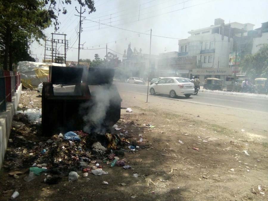 Flammable Dustbins, Fire, Kurukshetra