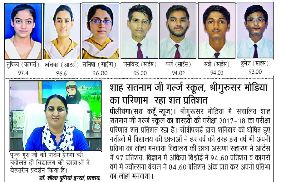 Shah, Satnam, Girls, School, Topper, Hatrick, cbse, result, topnews