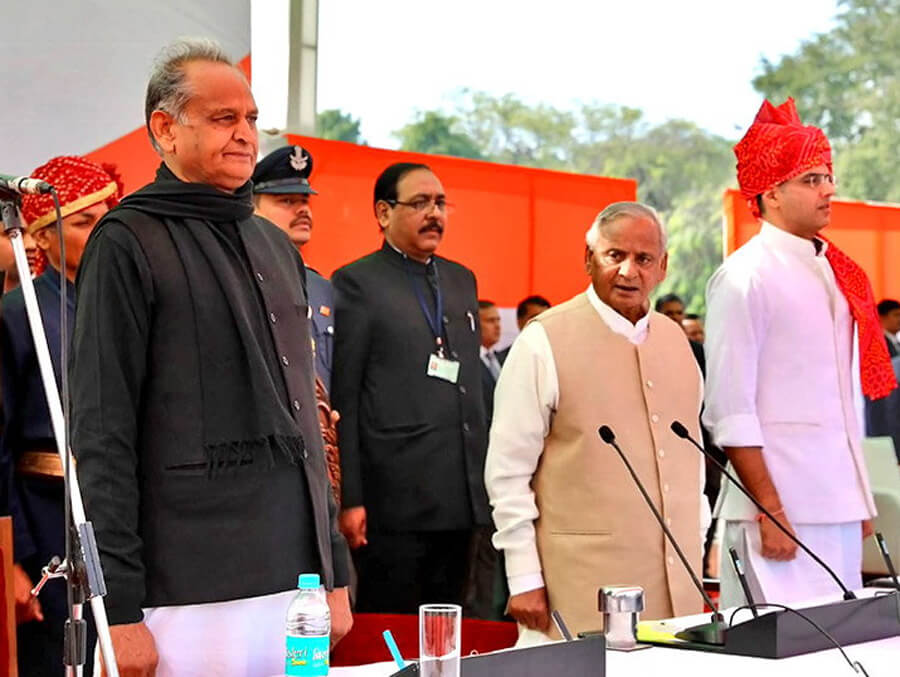 Rajasthan Gehlot Takes Oath As Deputy Chief Minister By Chief Minister And Pilot