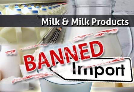 China ban imports of milk