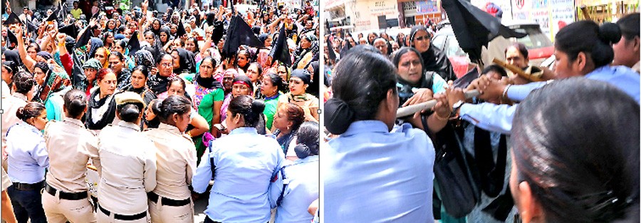 Anganwadi workers land on demands