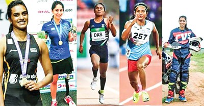 #PV Sindhu, Mansi Joshi, Komalika, Hima Das, Dutti Chand, Vinesh Phogat, Manu Bhakar, Deepa Karmakar, Geeta Phogat,Daughters increase the pride of the country in the playground