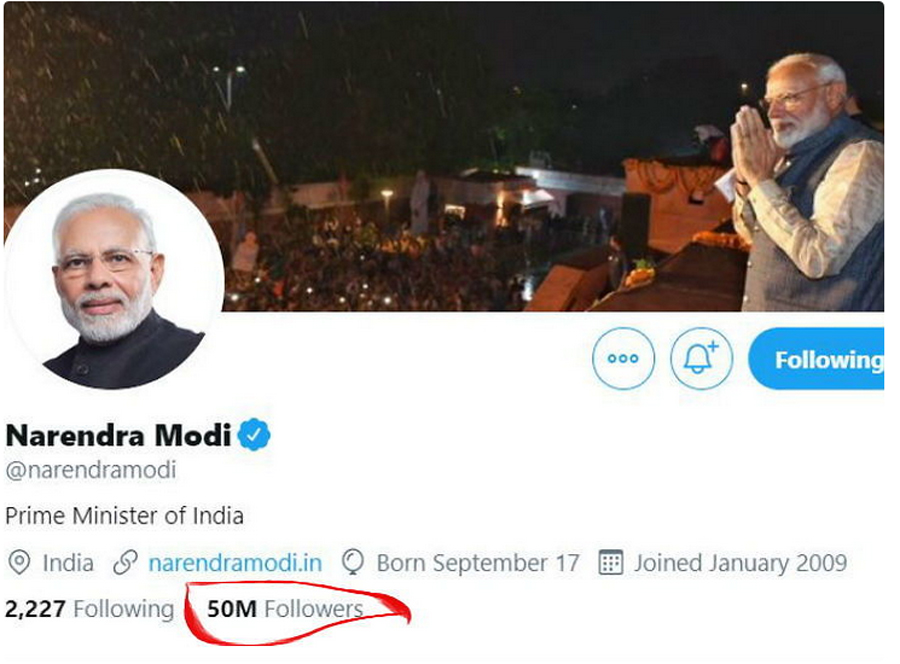 Twitter: Modi's 50 million followers he is the only Indian in the top-20; Obama at number one with 10.8 crores