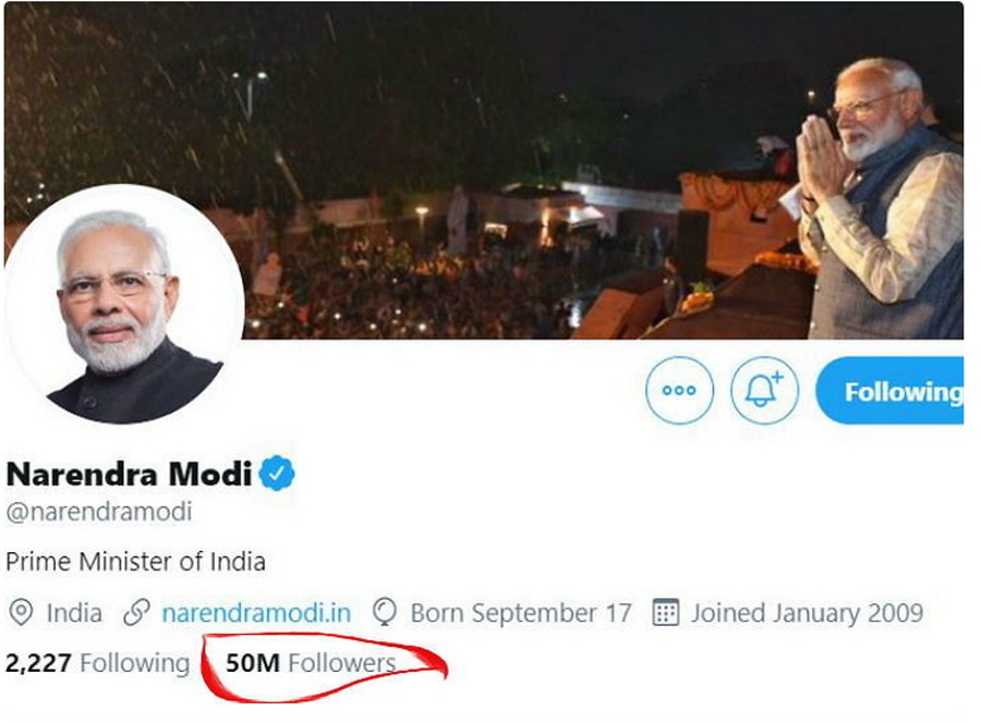 Twitter: Modi's 50 million followers he is the only Indian in the top-20; Obama at number one with 10.8 crores