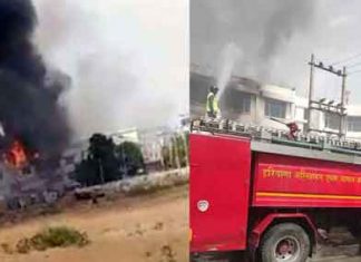 Fire in sanitizer factory