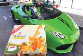 Mango home delivery happening on Lamborghini in Dubai