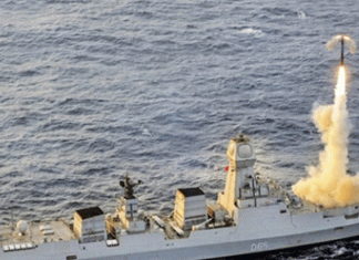 BrahMos successful test with naval warship