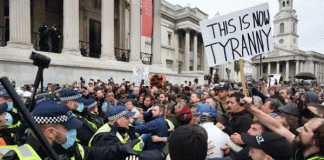 London 104 protesters protesting lockdown arrested