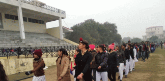 Thermal scanning of students who show talent on Republic Day