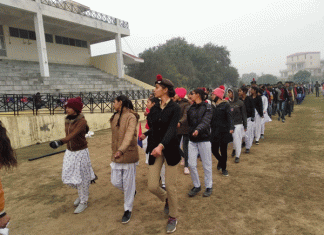 Thermal scanning of students who show talent on Republic Day