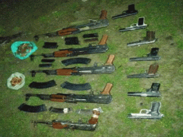 A large amount of weapons seized in Kupwara