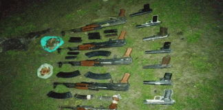 A large amount of weapons seized in Kupwara