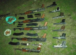 A large amount of weapons seized in Kupwara