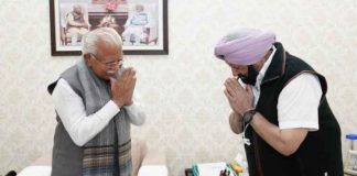 Captain Amarinder Singh meets Haryana Chief Minister Manohar Lal sachkahoon