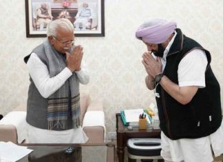 Captain Amarinder Singh meets Haryana Chief Minister Manohar Lal sachkahoon